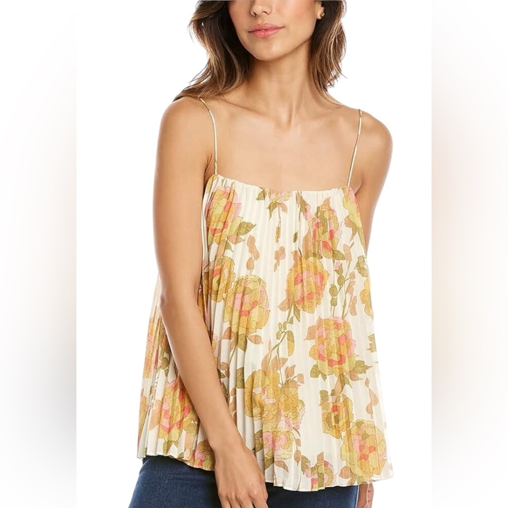 Rebecca Taylor Wild Peony Pleated Tank Top Size Large